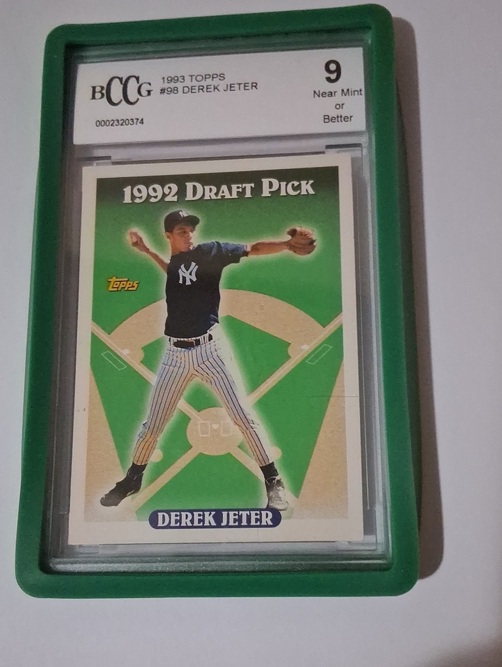 Topps Derek Jeter Card with Green and Cream Design